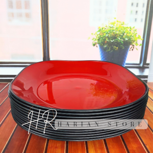 12 PCS PIRING RAMEN KOTAK 9INCH PLASTIK RAMEN DOP TEBAL