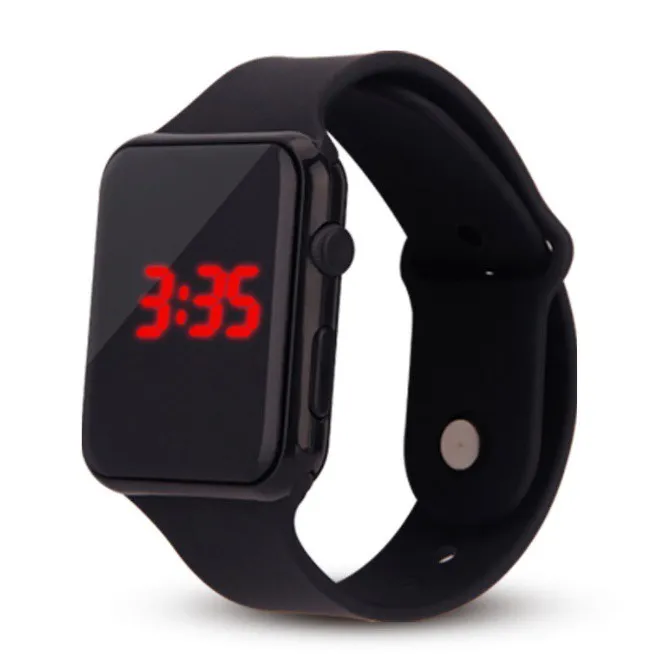 JAM TANGAN LED DIGITAL EDISI BLACK STRAP ELEKTRIK RUBBER WATCH