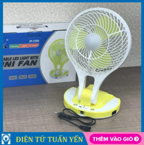 Quạt sạc tích điện 5580 tích hợp đèn led gấp gọn tiện lợi (màu ngẫu nhiên)
