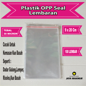 Plastik OPP One Sheet Seal/Lem 9 x 20Cm Plastik Kue Basah Lembaran Seal Bening 100 Lembar