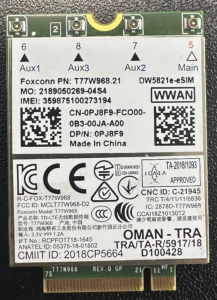 Card WWAN 4G Dell DW5821e LTE WWAN dùng cho Lattitude 5420 5424 Rugged 7424 Rugged Extreme