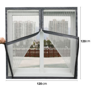 Magnetic Window Screen with Zipper Adjustable Anti Mosquito Net Fiberglass Fine Mesh Velcro Insect Proof Curtain Window Screen Protector Net Self-adhesion Zipper Window Screen
