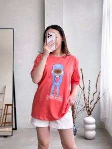 Kaos Wanita Lengan Pendek Ukuran Jumbo Bahan Cotton Combed 30s