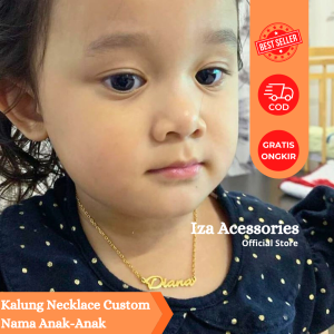 Kalung Anak - Kalung Necklace Custom Ukir Nama Anak - Titanium Lapis Emas