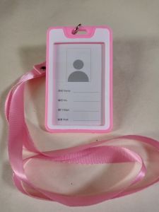 (2 Pcs) ID Card Holder Vertikal Bahan Pastik 1 slot Kartu Tali 1.5 Cm