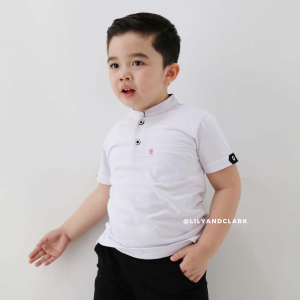 Lily And Clark Kemeja Kaos Anak Laki Laki Kerah Shanghai Warna Putih KS04