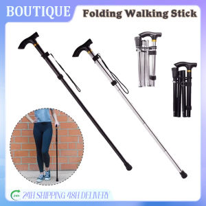 QUIVLOX COD*Foldable Cane Adjustable Telescopic Folding Cane T Handles Portable And Safe Elder Cane stick