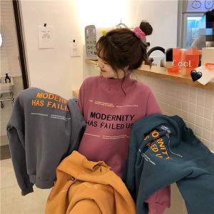 Sweater Wanita Ukuran Besar Baru dengan Sablon Longgar Leher Bulat Lengan Panjang Sweater Pakaian Wanita