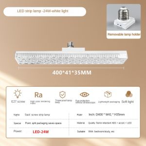 Kebidumei LED Long Crystal Lamp Energy-saving Led Strip Light Bulb Super Bright E27 18W/24W Socket Ceiling Lighting Decorative Lighting for Chandelier Bedroom Living room Shop