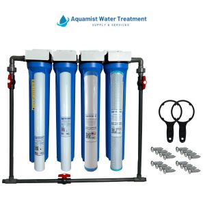 4 Stages Water Filter City Water Standard Heavy Duty Complete Set with PVC By-Pass 20" Slim Type All Blue