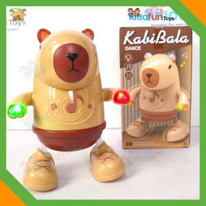 Mainan Anak Dancing Labub / Capybara Tinggi 20cm Bisa Joget Tangan Berputar ada Musik dan Lampu 3D