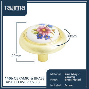 Ceramic Knob Drawer Handle for Cabinet Floral Flower Kids Room