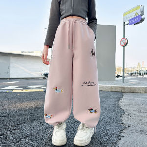 กางเกงเด็กผู้หญิง กางเกงสแล็ค เด็กผู้หญิง ขายาวกว้าง สไตล์กีฬา กางเกงขายาวเด็ก 7-15 ปี ใหม่สําหรับปี 2025