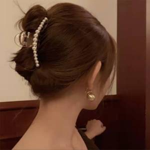 Nicedays🍒Jepit Rambut Temperamen Busana Korea Transparan Pearl Hair Claw Clips