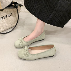 Free Shipping Shallow-Toe WomenS New Retro Suede Ballet Flats Gentle Evening Style Slip-On Flat Shoes