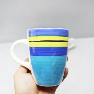 10oz/295ml Coffee Mugs Hand Printed Mugs Stripe Colorful Mugs Ceramic High Quality Smart Kitchen Ph
