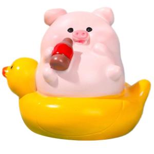 Colorful Resins Pig Miniature Sculpture With Beach Theme Design Summer Vacation Animal Statue Table Decoration Accent