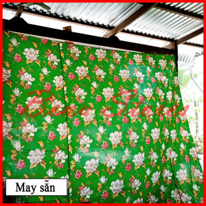 Rèm che nắng ngoài trời màn che cửa BENU STORES chất liệu vải tổng hợp in 3D màu xanh lá cây có khoen sắt nhiều kích thước sang trọng mẫu mới