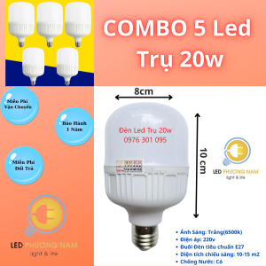 COMBO 5 Đèn Led Trụ 20w/30w/40w/50w/65w Siêu Sáng