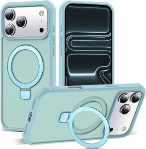 [Compatible with Magsafe] with Invisible O-Ring Stand Translucent Frosted Hard Back Shockproof Phone Case for iPhone 17 Pro Max CaseiPhone Air Case17 16 Pro Max15 Plus13 Pro1211