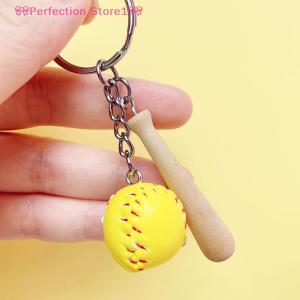 🎀Perfection Store1🎀 Baseball Keychain Mini Wooden Bat Ball Keyring Keychains For Girls Team Ball Match Games Key Ring Gift