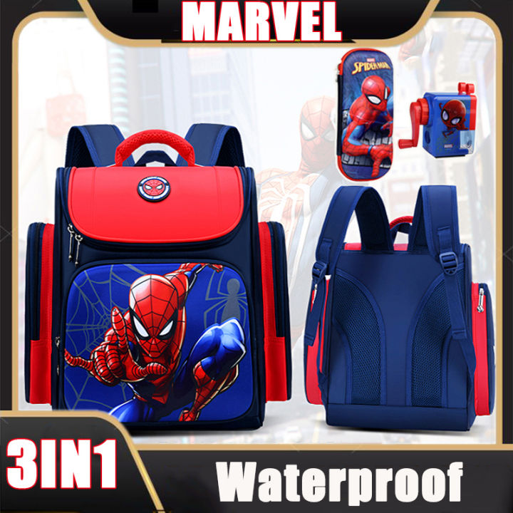 3 IN 1 3D Marvel School Bag Cute Cartoon Backpack Baby Preschool Boys ...
