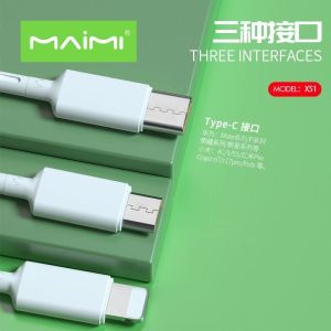 Maimi สายชาร์จ รุ่น X51 6A (สายUSB) ชาร์จเร็ว สีขาว 1.2 เมตร Lightning / TypeC / MicroUSB ชาร์จไอโฟน ไอแพด แอนดรอยด์ แท้ 100% ประกัน 1ปี