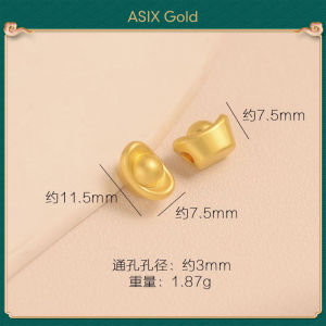 ASIX GOLD Chinese Style Gold Plated Painted Spacer Bead Peach Blossom Gourd Koi Lucky Charm Large Hole Beads DIY Bracelet Necklace Accessory Durable Fade Proof Fashion Jewelry Gift