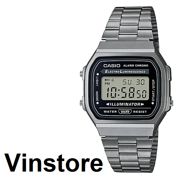 [Vinstore] Casio A168 Adjustable Grey Stainless Steel Digital Women Men ...