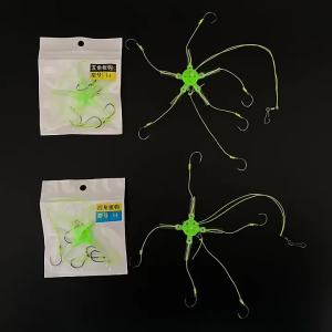 High Carbon Steel Explosion 6 Hooks Fishing Lure Bait Silver Carp Trap Feeder Cage Sharp Fishing Hook with Line Pressing Board