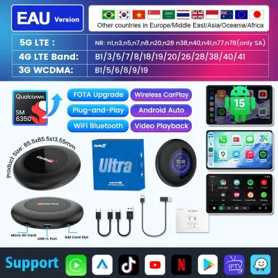Carlinkit CarPlay Ai Box Android 13 กล่องทีวีไร้สายไร้สาย 8+128GB QCM 8-Core SM 6225 Android Auto YouTube Netflix android carplay กล่อง carplay รถยนต์