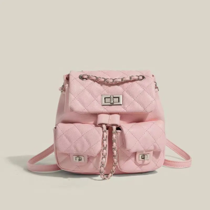 IELGY Ba lô phong cách preppy Thích hợp phong cách Hàn Quốc ba lô nhiều túi dễ thương kim cương thường ngày thời trang