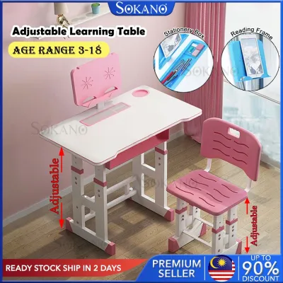 SOKANO T022 Kids Learning Table Children Learning Table Writing Table Study Table Desk Meja Belajar Kanak Kerusi Kid Writing Desk Chair Set Kids Homework Home Drawing Furniture Child Studying