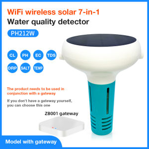 Tuya เครื่องวัดคลอรีนอัจฉริยะแบบซิกบีเครื่องวัดค่า PH และมิเตอร์ ORP ของ Total Dissolved ค่าความเค็มเครื่องวัดอุณหภูมิ CL ทดสอบน้ำในสระ7in1