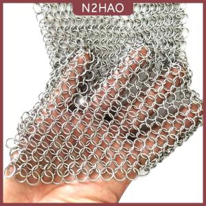 N2HAO Nhà Bếp Làm Sạch Vòng Thép Không Gỉ Cleaner Chainmail Scrubber Phụ Kiện Tái Sử Dụng Rửa Net Công Cụ Làm Sạch Cho Nhà