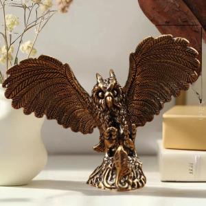 [caichuitan] 1 Piece Animal Home Decoration Alloy Owl Statue Miniature Tea Pet Art Craft Tabletop Trinket DIY Accessories Gift