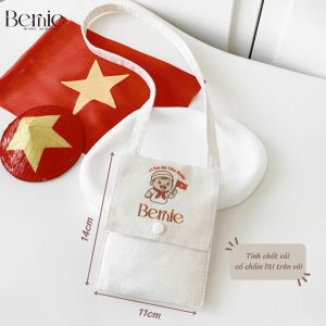 Túi vải canvas trẻ em đeo chéo in em bé yêu nước kích thước nhỏ 11 x 14 phụ kiện thời trang BERNIE