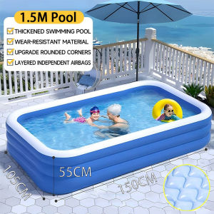 Inflatable Swimming Pool for Kids Outdoor Swim - 3-Layer 305/210cm Heavy Duty Family Size Portable Pool