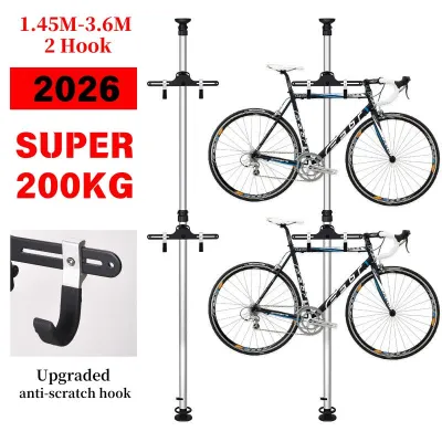 【Local Stock】DUAL & TRIO Bicycle Rack Hanger Triple Bike Stand Shelf Floor to Ceiling Dual Bicycle Tower Rack Bike Rack (145-360cm）