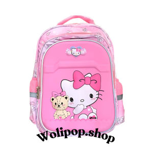 Tas 41cm 3D 3-Resleting Tas Sekolah Anak SD SMP Motif Frozen Kuromi Kitty Unicorn - Tas Ransel