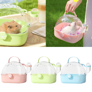 Clear Designed Pet Carrier Cage with Water Bottle& Large Flip Cover Small Pet Universal Travel Camping Cage Package Cage