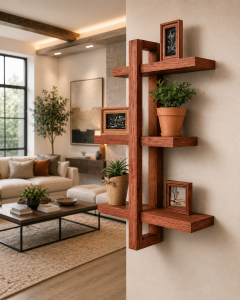 ADJUSTABLE WALL-MOUNTED WOODEN SHELVES with options for Two or Three layers modern wall shelf rustic wooden shelf minimalist shelf scandinavian shelf japandi shelf luxury wall decor display shelf plant shelf living room shelf bedroom wall shelf kitchen wa
