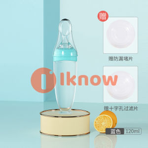 I know Baby Food Dispensing Spoon: Squeeze Feeder Dispenser for Baby - Self Feeding Bottle Spoon
