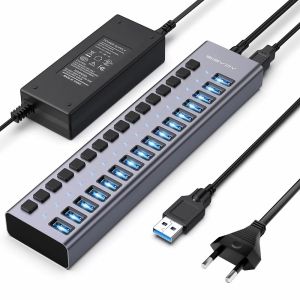 ACASIS Multi USB 3.0 Hub 16 พอร์ตความเร็วสูงพร้อมตัวแยกสวิตช์เปิด/ปิดแยก AC-HS716