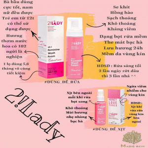 Dung dịch vệ sinh tạo bọt 2 Lady feminine wash foam combo phụ khoa Magic Skin 2!lady magicskin