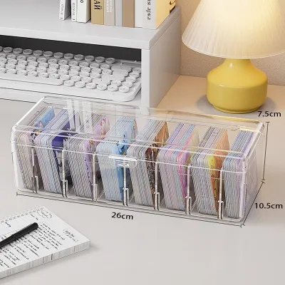 กล่องเก็บการ์ด พลาสติกใส ขนาดเล็ก กล่องเก็บการ์ด แบบ 8 ช่องพร้อมฝาปิด เครดิต นามบัตร อกแบบกันฝุ่นแล ซ้อนกันได้