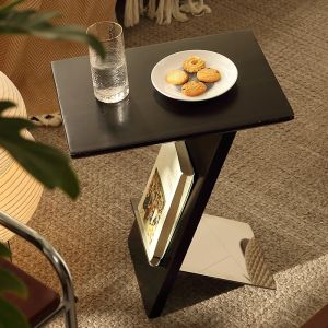 FFBH Luxury Creative Solid Wood Nightstands Bedroom Bed Side Small Table Living Room Removable Side Table Vintage Art Home Decoration Q9Z6P