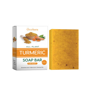 【Hot Sale】Oceaura Turmeric Soap Bar For Face Body Turmeric Skin Soap Wash For Dark Spots Intimate Area And Underarms Reduces Acne Fades Scars Dark Spot Skin Whitening Facial Body Hand Make Soap Bar Deep Cleaning Ginger Moisturizing(100g)