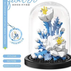 Daisy Sunflowers Rose Flowers Set Building Blocks Toys with Glass Cover Gift for Kids