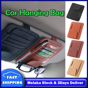 [Ready Stock] 1PCS Car Card Holder Universal Car Sun Visor Organizer PU Leather Multi Function Card Storage Glasses Pen Holder Paper Ticket Storage Bag Car Styling Car Accessories